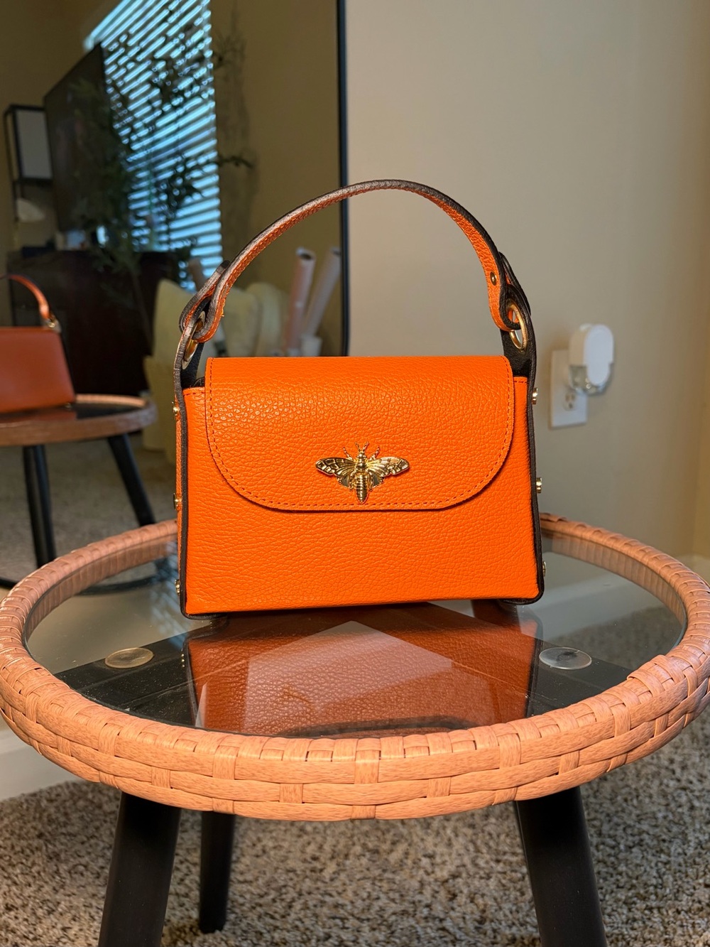 Italian Genuine Leather Orange Mini Bag
